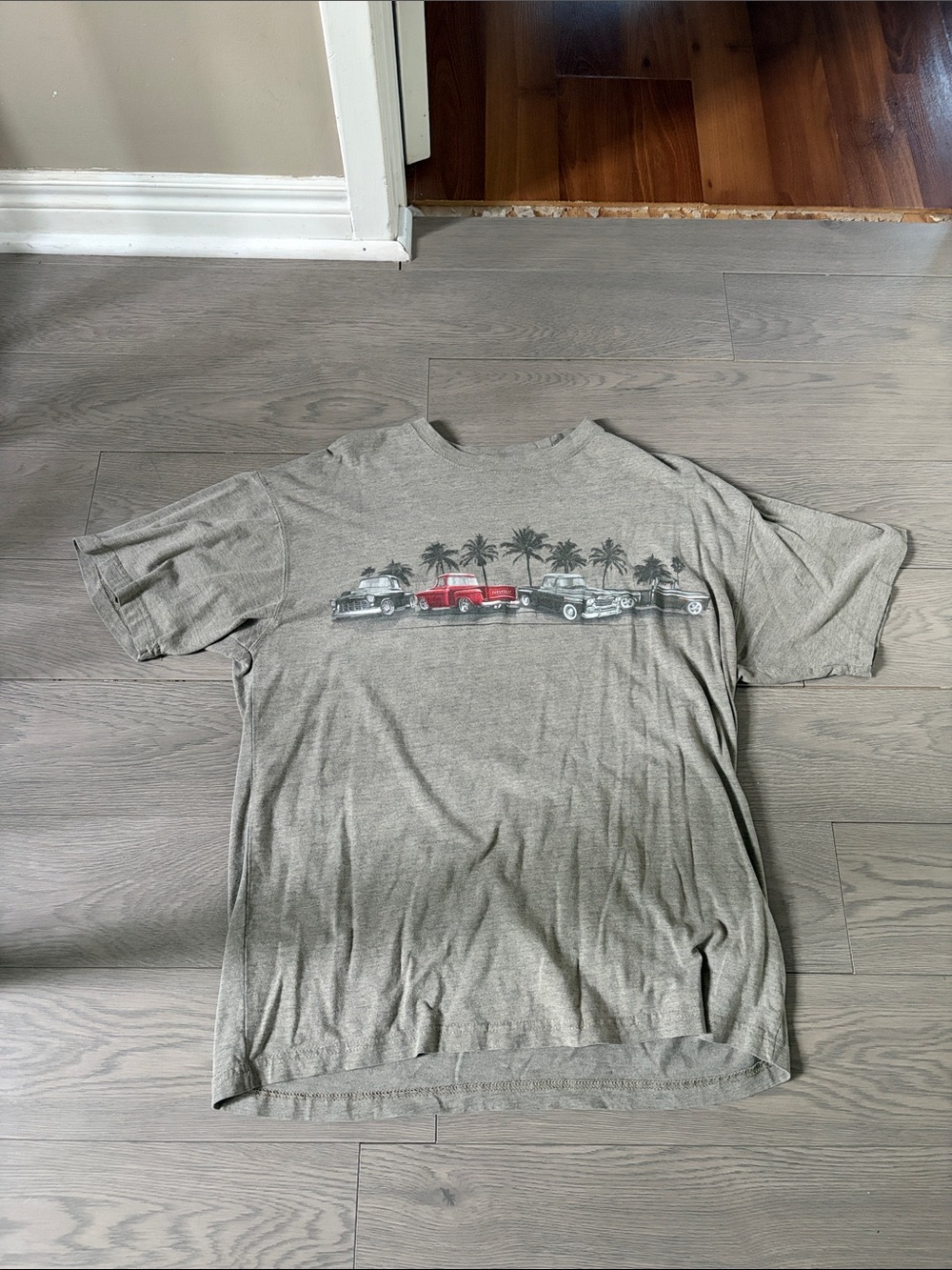 Men's Gray Graphic T-Shirt with Vintage Trucks by Newport Blue